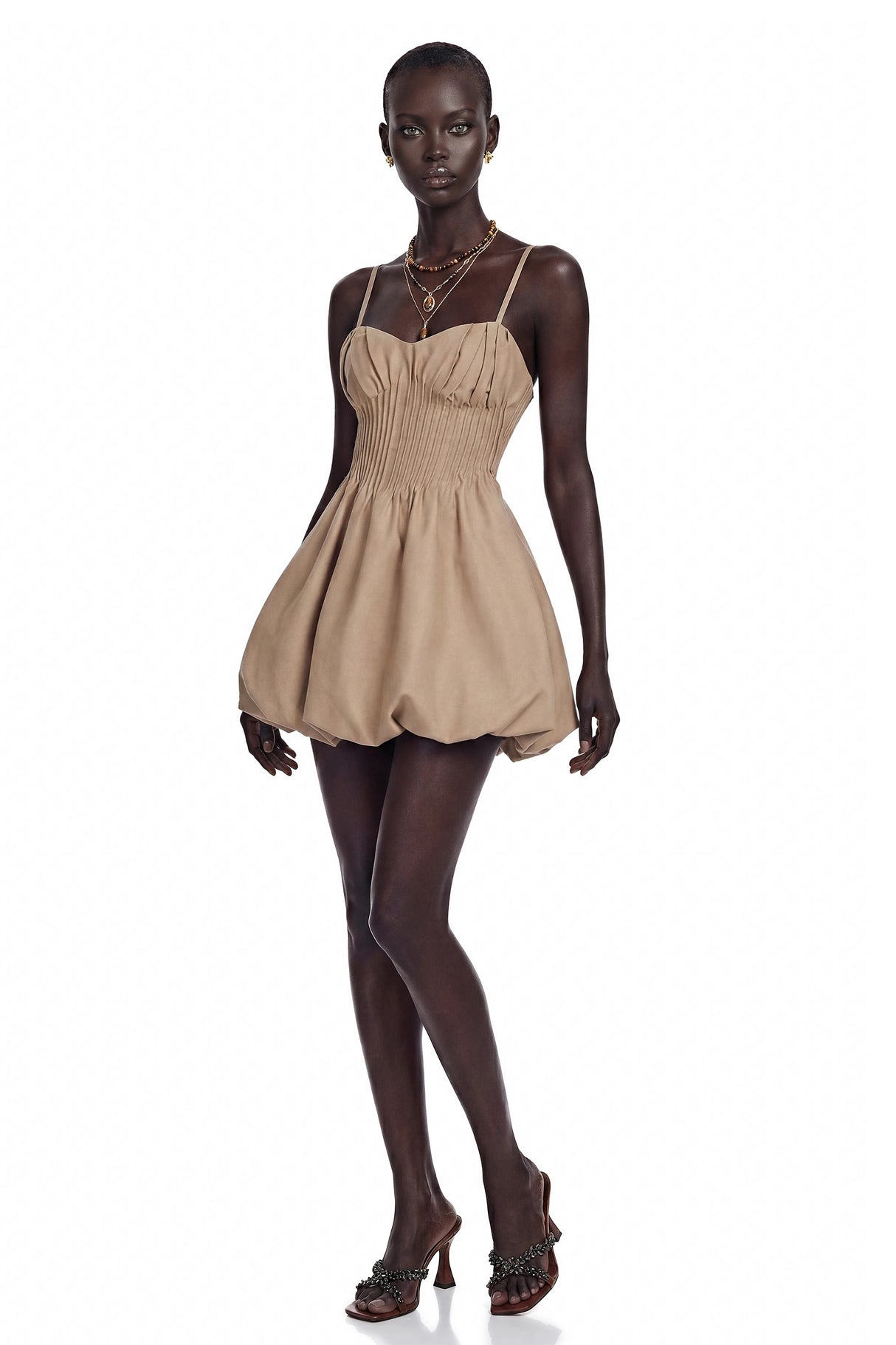Deborah Champagne Sweetheart Pleated Mini Dress