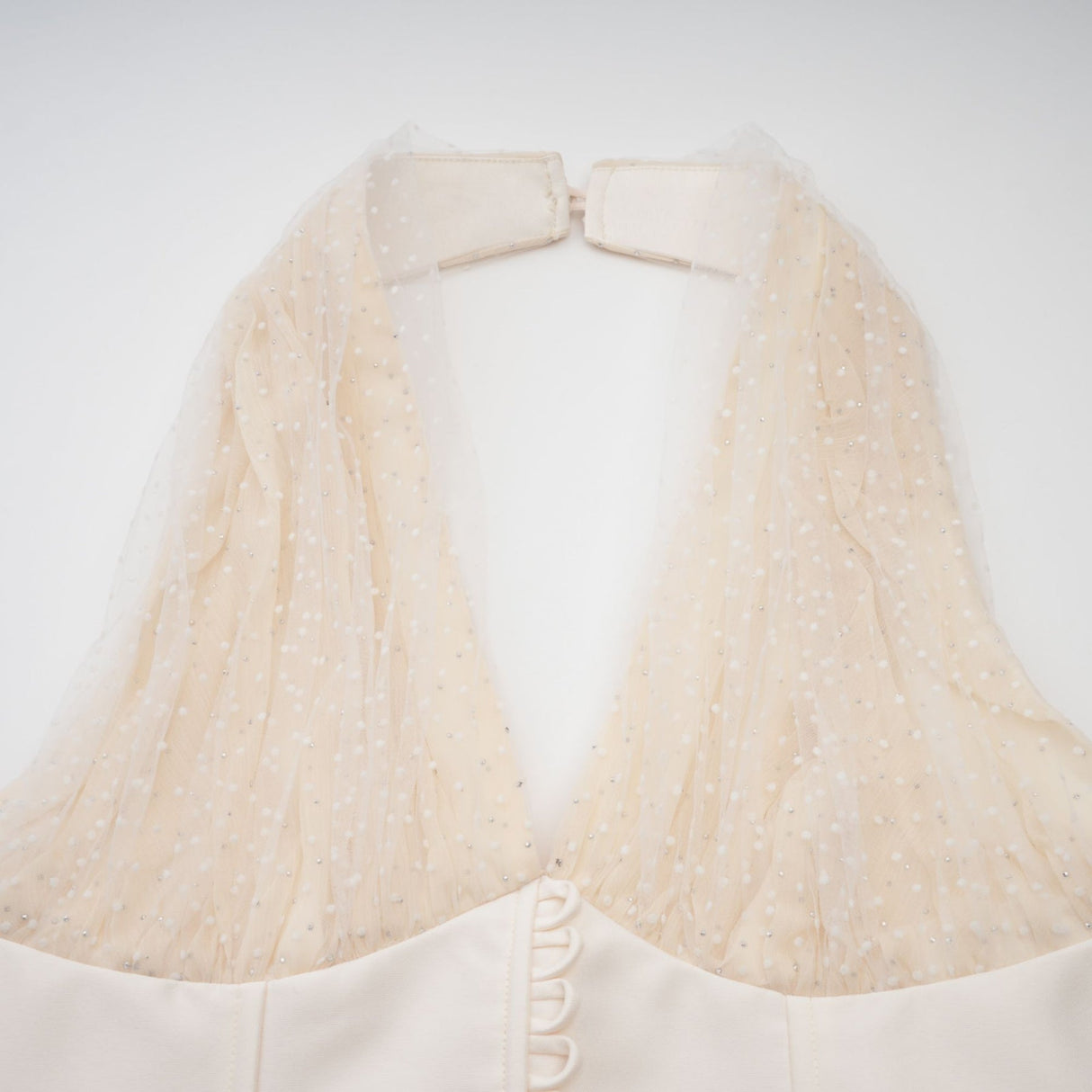 Delaney Midi Dress - Halterneck Sleeveless Tulle Cinched Waist Ankle - Length Zip Fastening