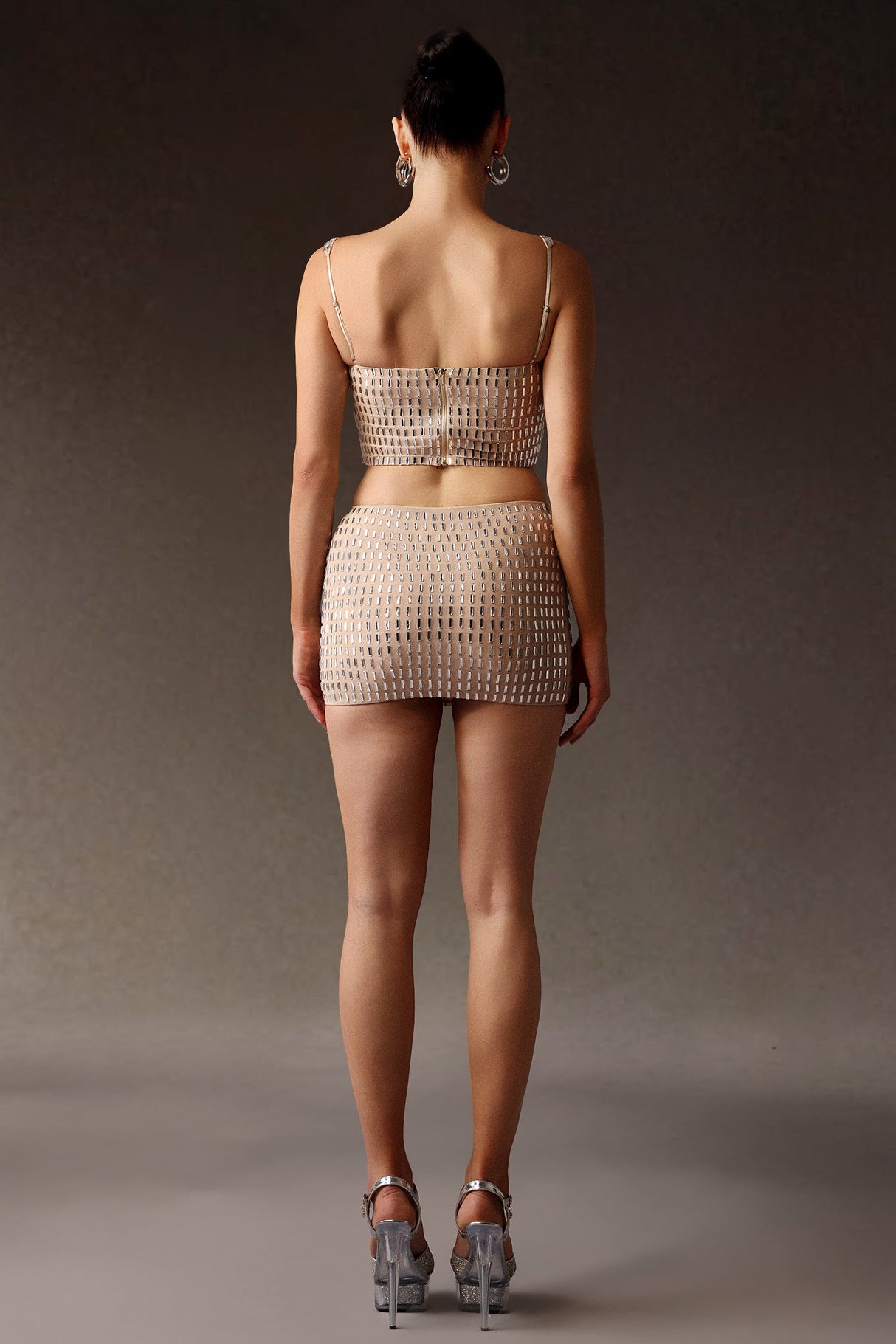 Delizia Beige Figure-Hugging Dress Soft Stretchy Fabric Chic Modern Design Elegant Neckline