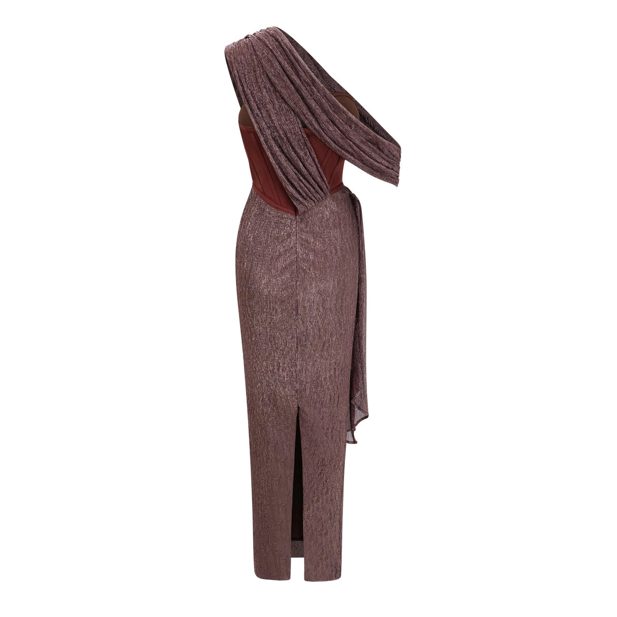 Delphine ribbondesign corset maxi dress in Brown