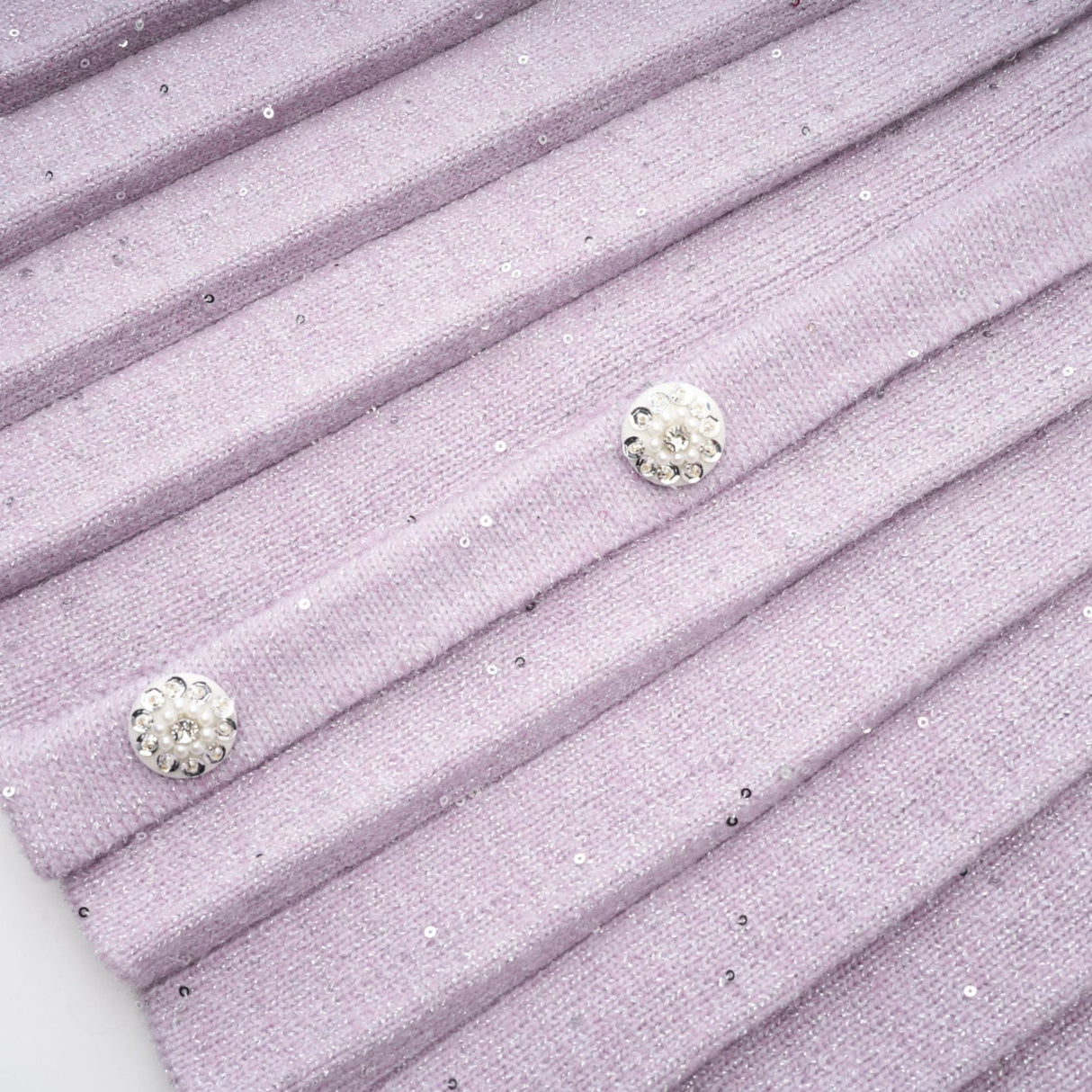 Denise Jacket & Skirt Set - Sequin Detailing - Faux - Pearl Embellishment - Front Button Fastening - Four Patch Pockets - Full Pleated