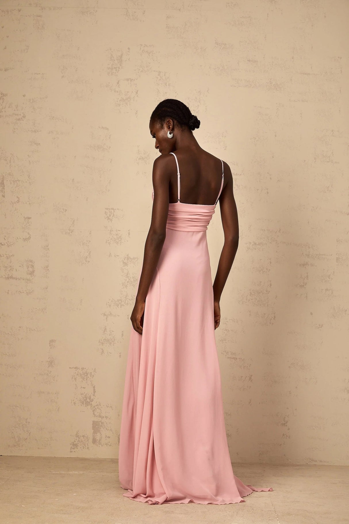 Denise Maxi Dress Pink 3D Petal Tulle & Ribbon Design