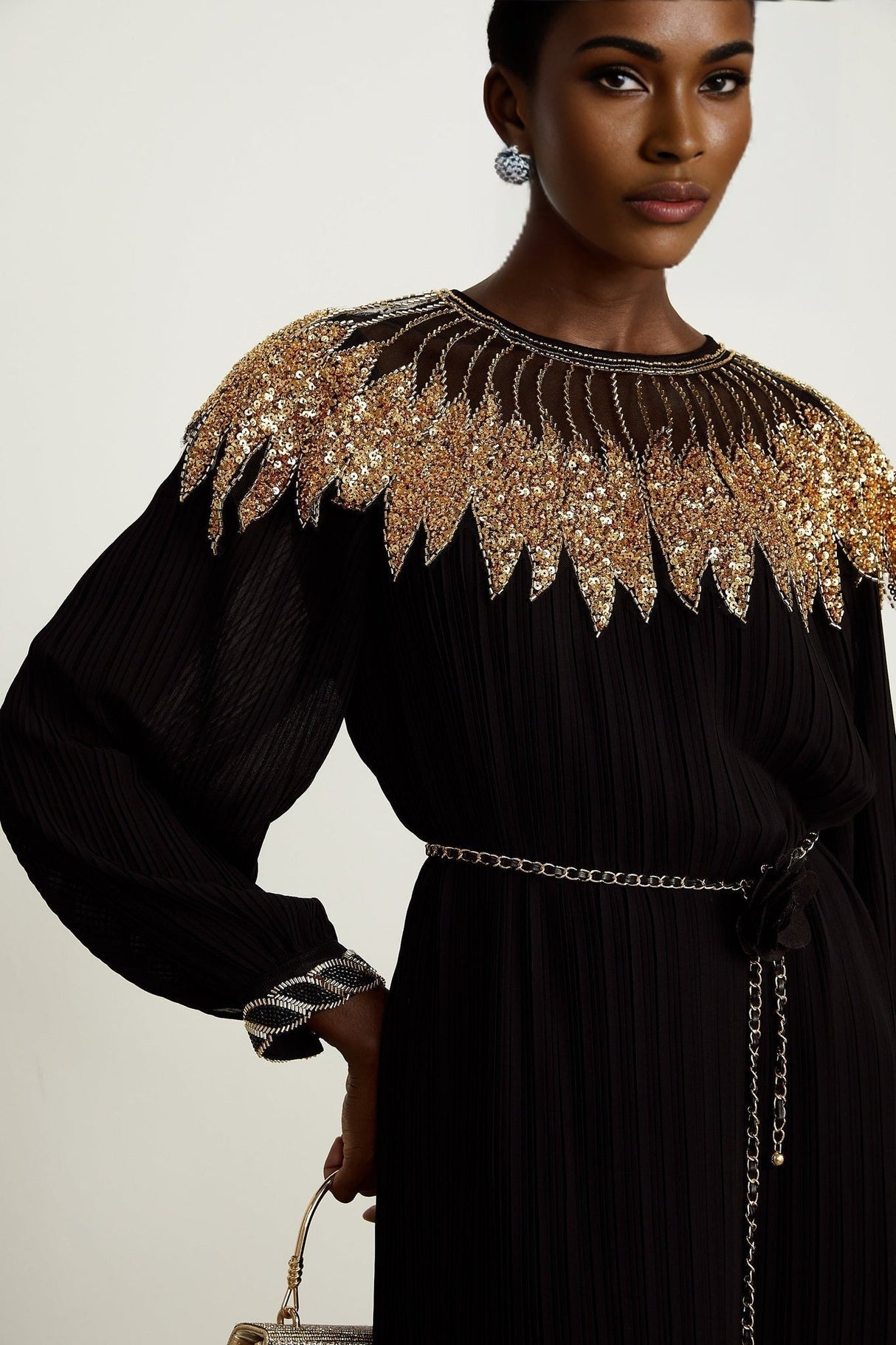 Destiny Midi Dress - Ribbed Design - Sequin Embellishment - Tulle Paneling - Detachable Waist - Tie