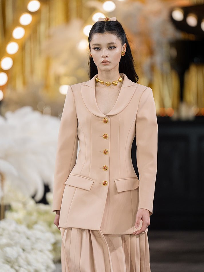 Diana Blazer Dress - Tailored Silhouette - Decorative Buttons - Flap Pockets - All - Day Comfort