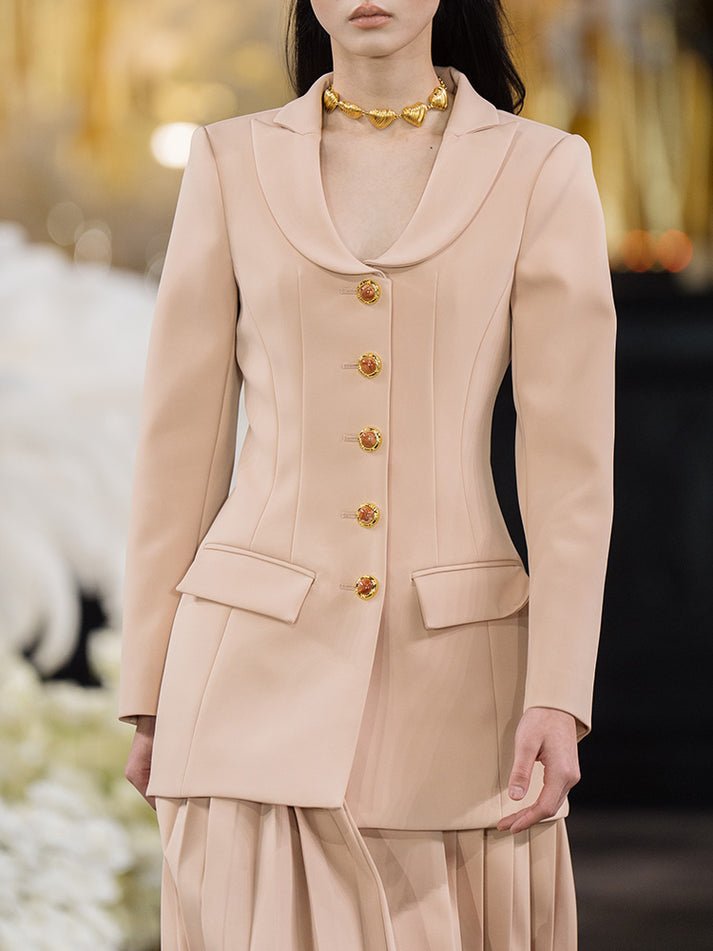 Diana Blazer Dress - Tailored Silhouette - Decorative Buttons - Flap Pockets - All - Day Comfort