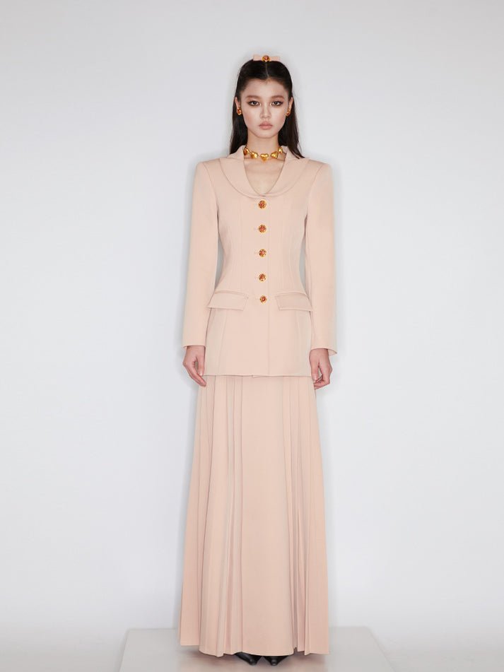 Diana Blazer Dress - Tailored Silhouette - Decorative Buttons - Flap Pockets - All - Day Comfort