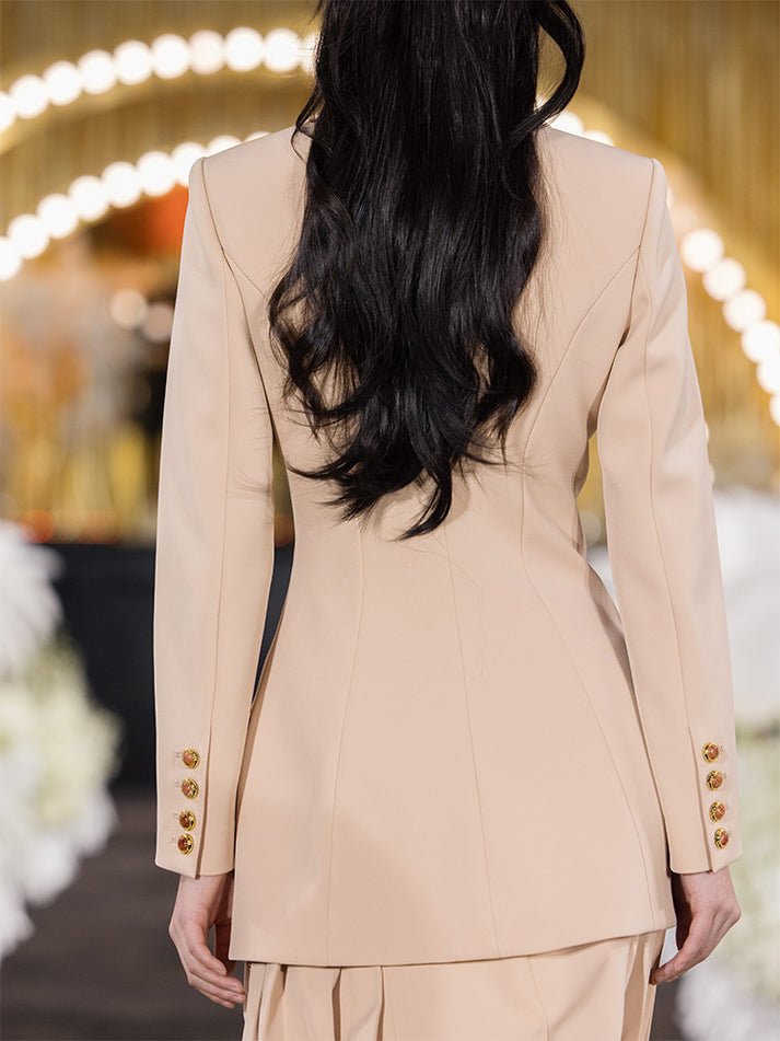 Diana Blazer Dress - Tailored Silhouette - Decorative Buttons - Flap Pockets - All - Day Comfort