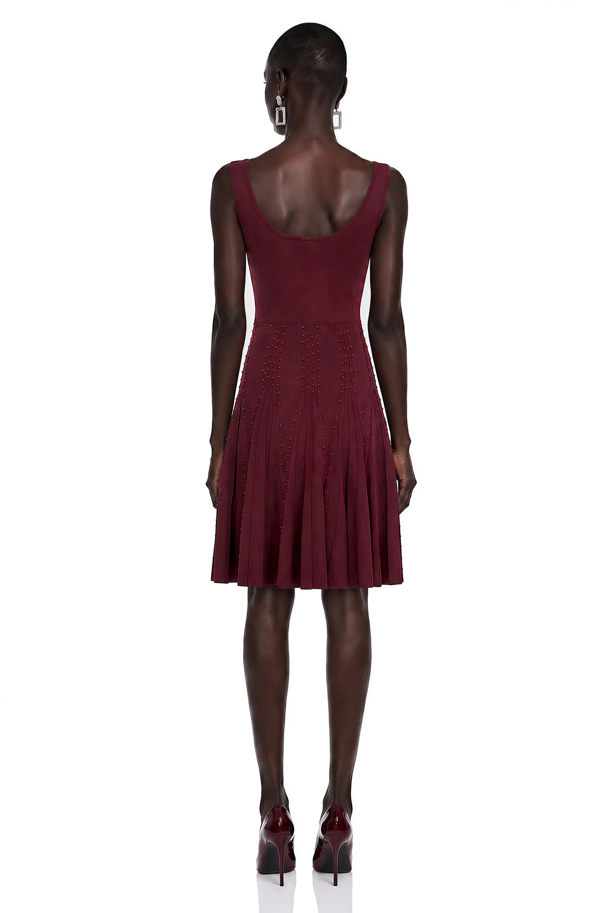 Diane Burgundy Beading Embellished Ruffled Mini Dress