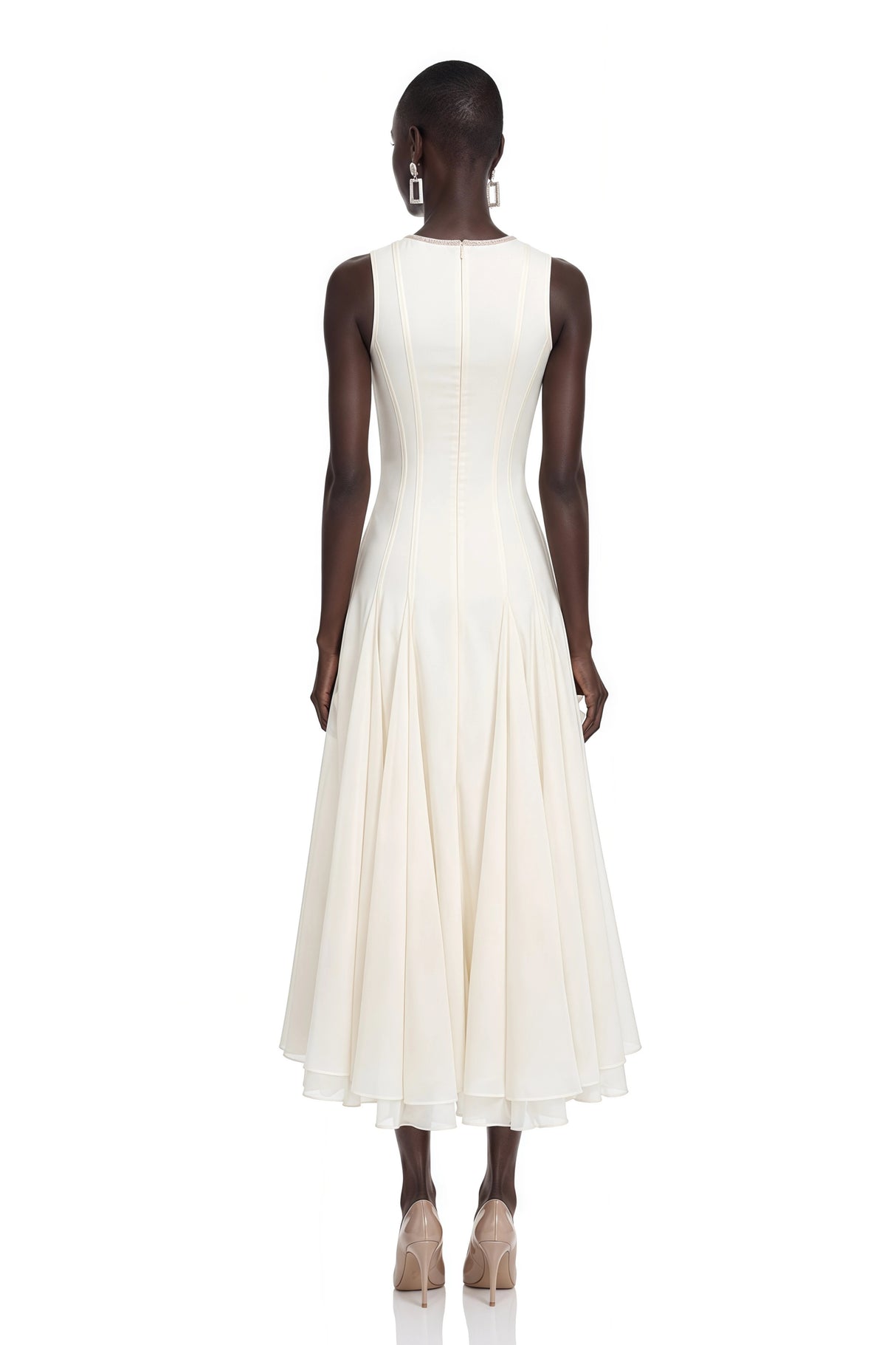 Dilek White Sleeveless Pleated Maxi Dress