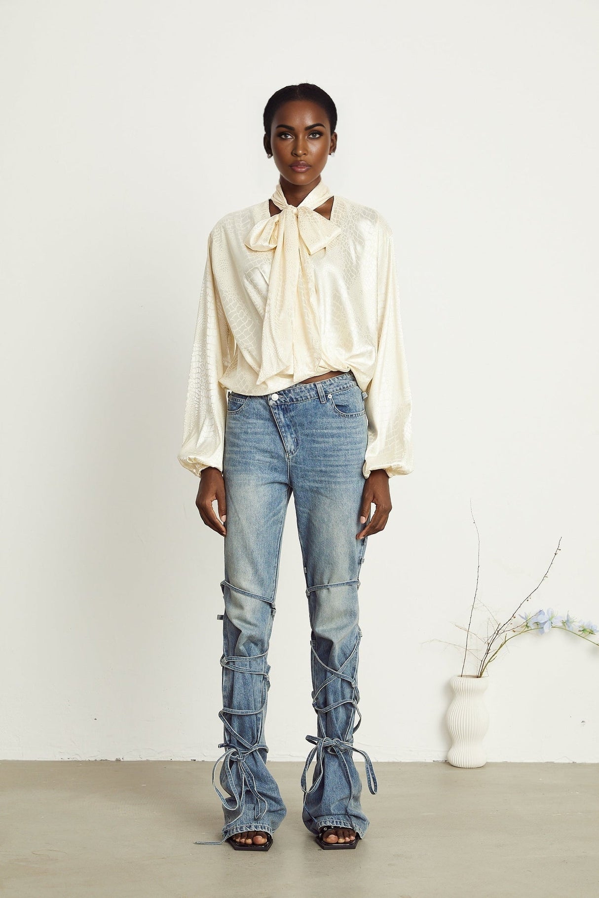 Diletta Blouse – V - Neck – Crocodile Effect Print – Wraparound Style