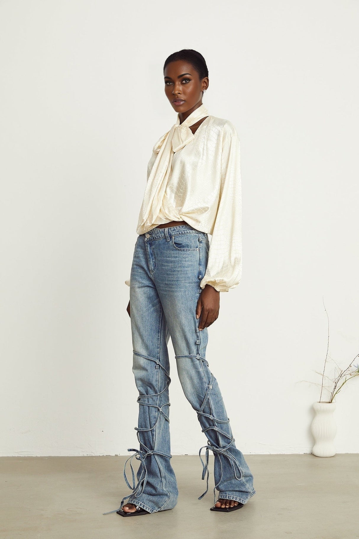 Diletta Blouse – V - Neck – Crocodile Effect Print – Wraparound Style