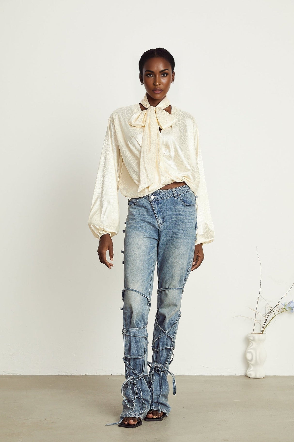 Diletta Blouse – V - Neck – Crocodile Effect Print – Wraparound Style