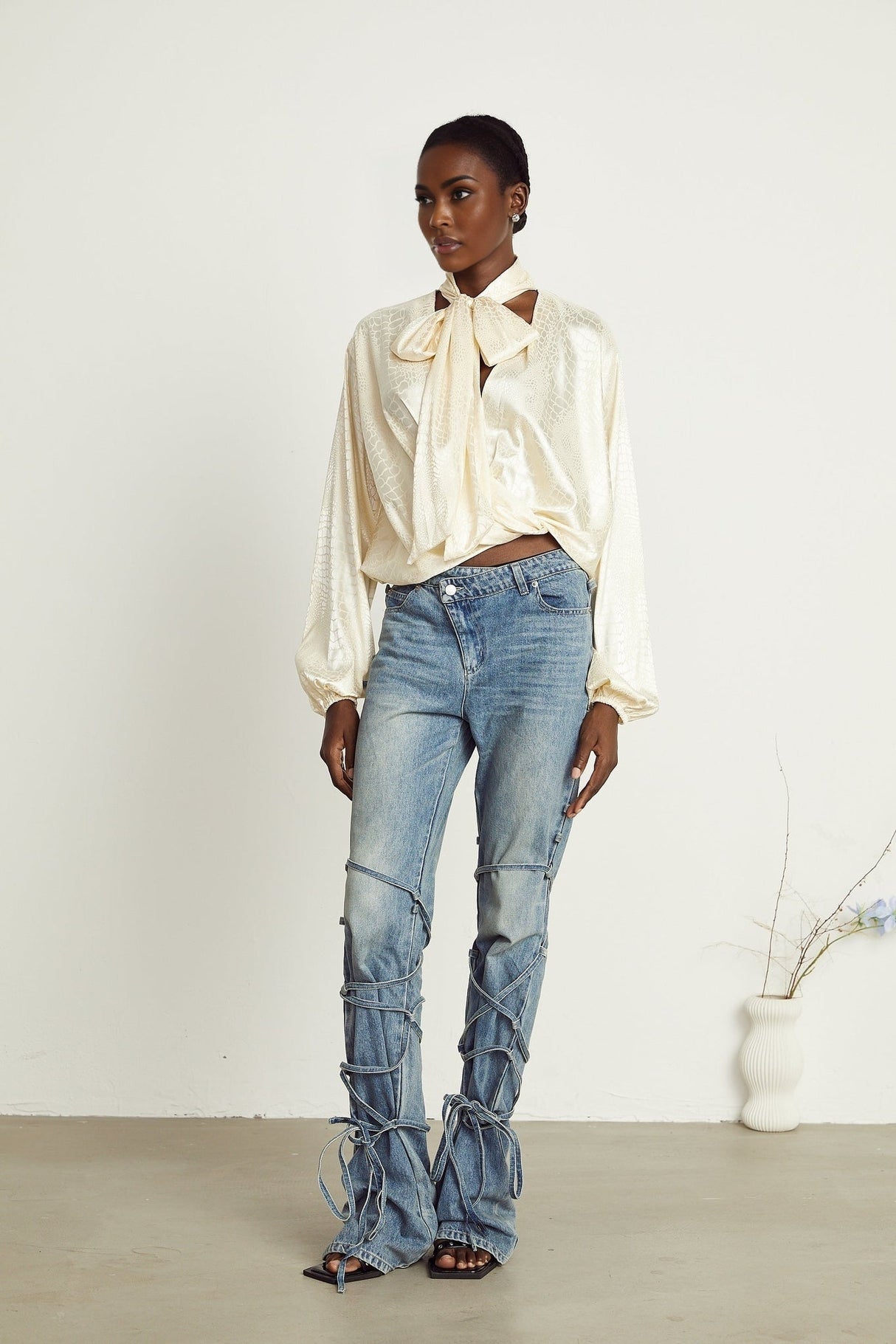 Diletta Blouse – V - Neck – Crocodile Effect Print – Wraparound Style