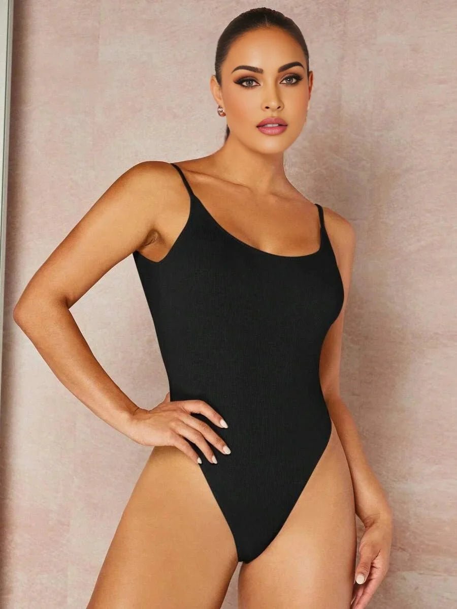 Domenica Bodysuit - Neckline: Spaghetti Strap - Waist Line: Natural (mid Waist) - Fit Type: Slim Fit - Fabric Elasticity: High Stretch