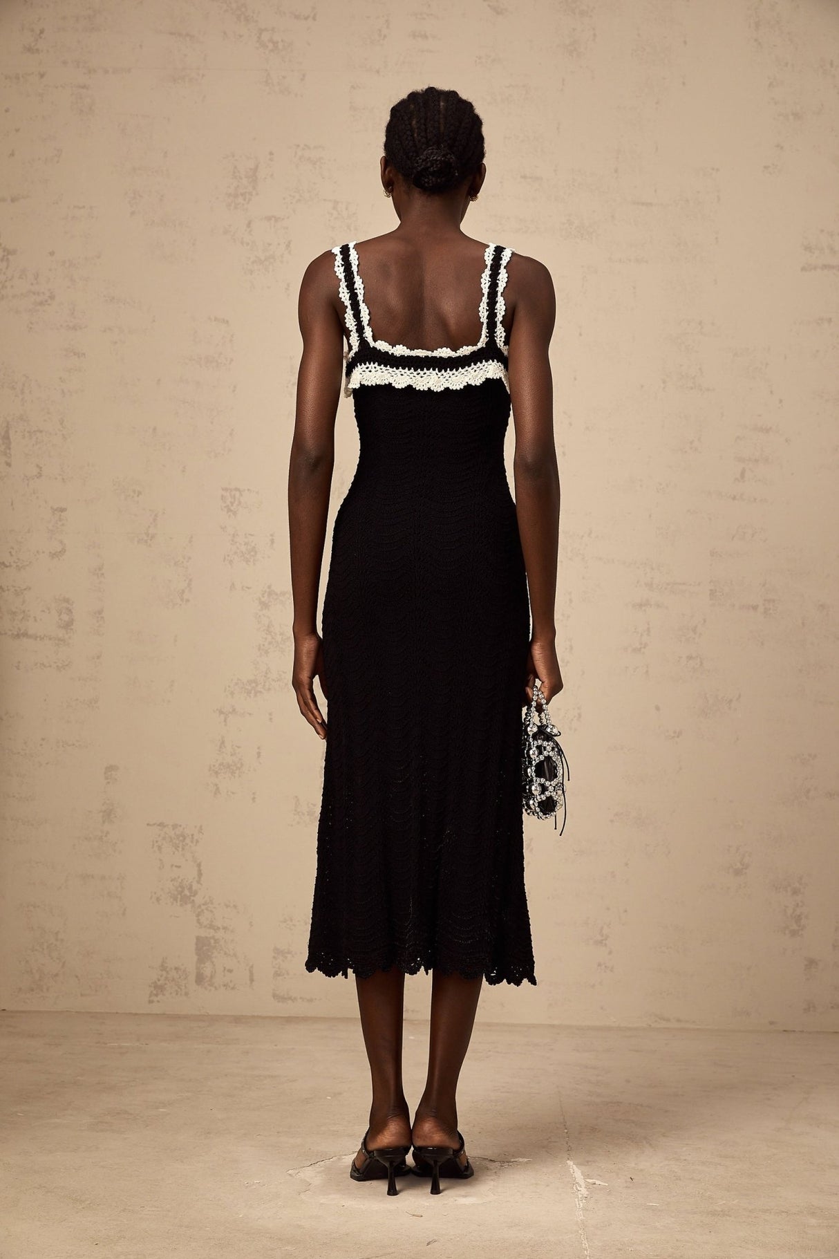 Domenica Midi Dress - Crochet Knit - Sleeveless Style - Wide Straps - Scallop Hem