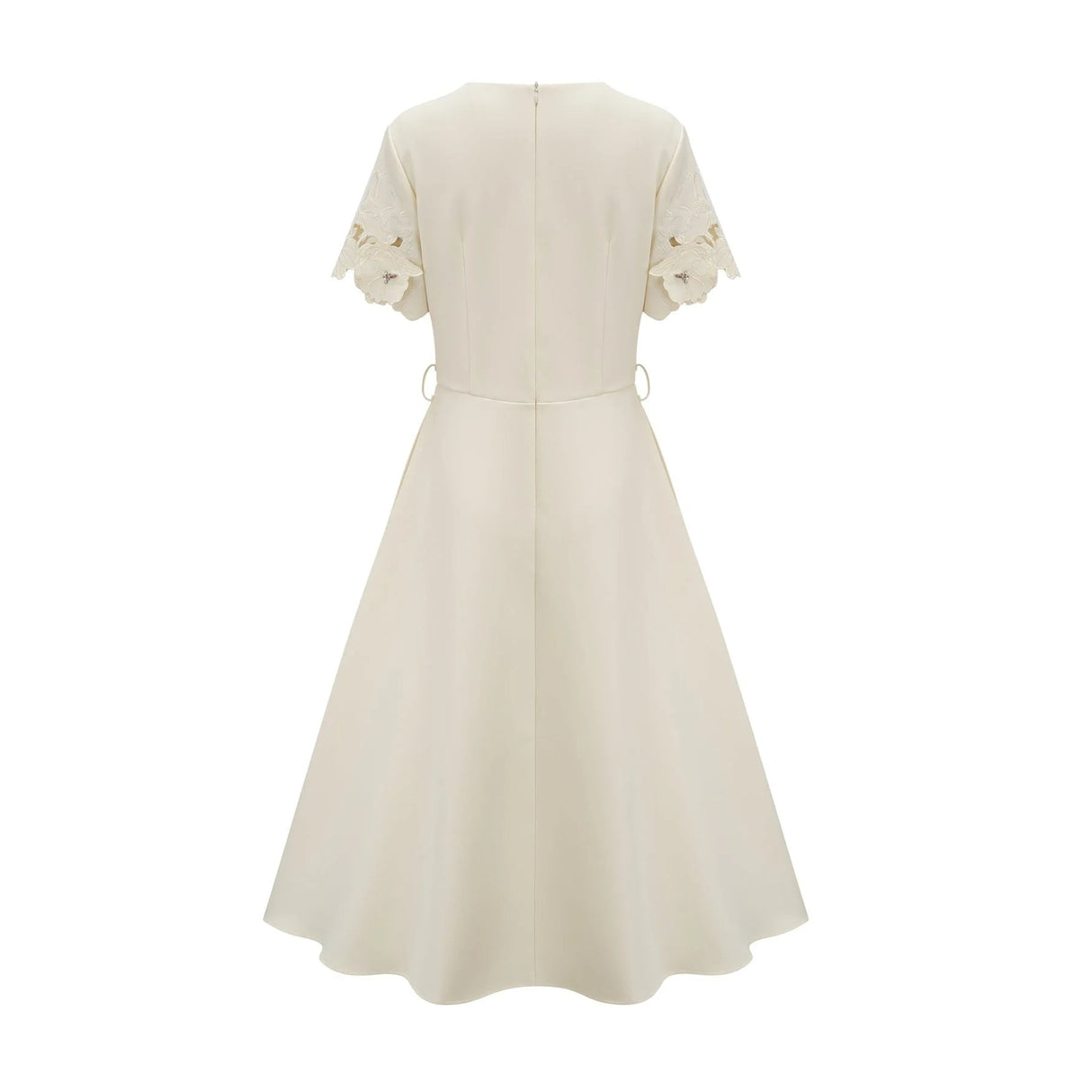 Domenica Midi Dress Neutrals Floral - Appliqu & Bead Embellishment