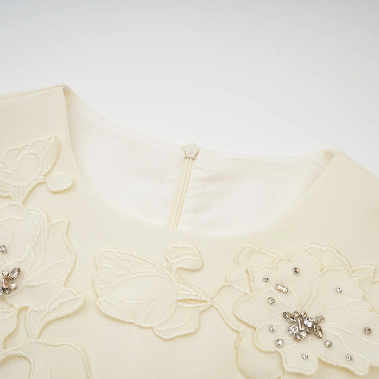 Domenica Midi Dress Neutrals Floral - Appliqu & Bead Embellishment