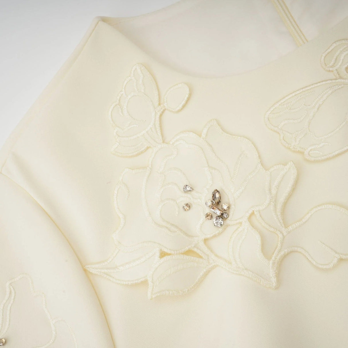 Domenica Midi Dress Neutrals Floral - Appliqu & Bead Embellishment