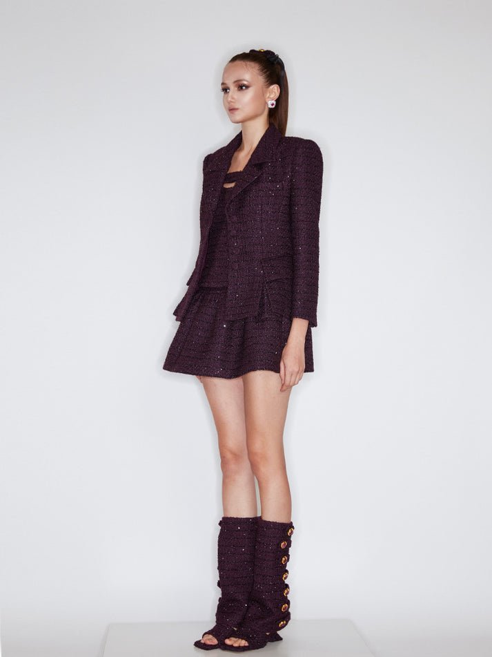 Domenica Mini Skirt - Relaxed Fit - High - Waisted Design - A - Line Style - Elastic Waistband For Comfort - Subtle Shimmer Detailing