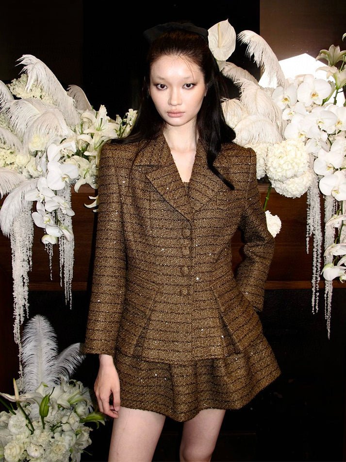 Domenica Mini Skirt - Relaxed Fit - High - Waisted Design - A - Line Style - Elastic Waistband For Comfort - Subtle Shimmer Detailing