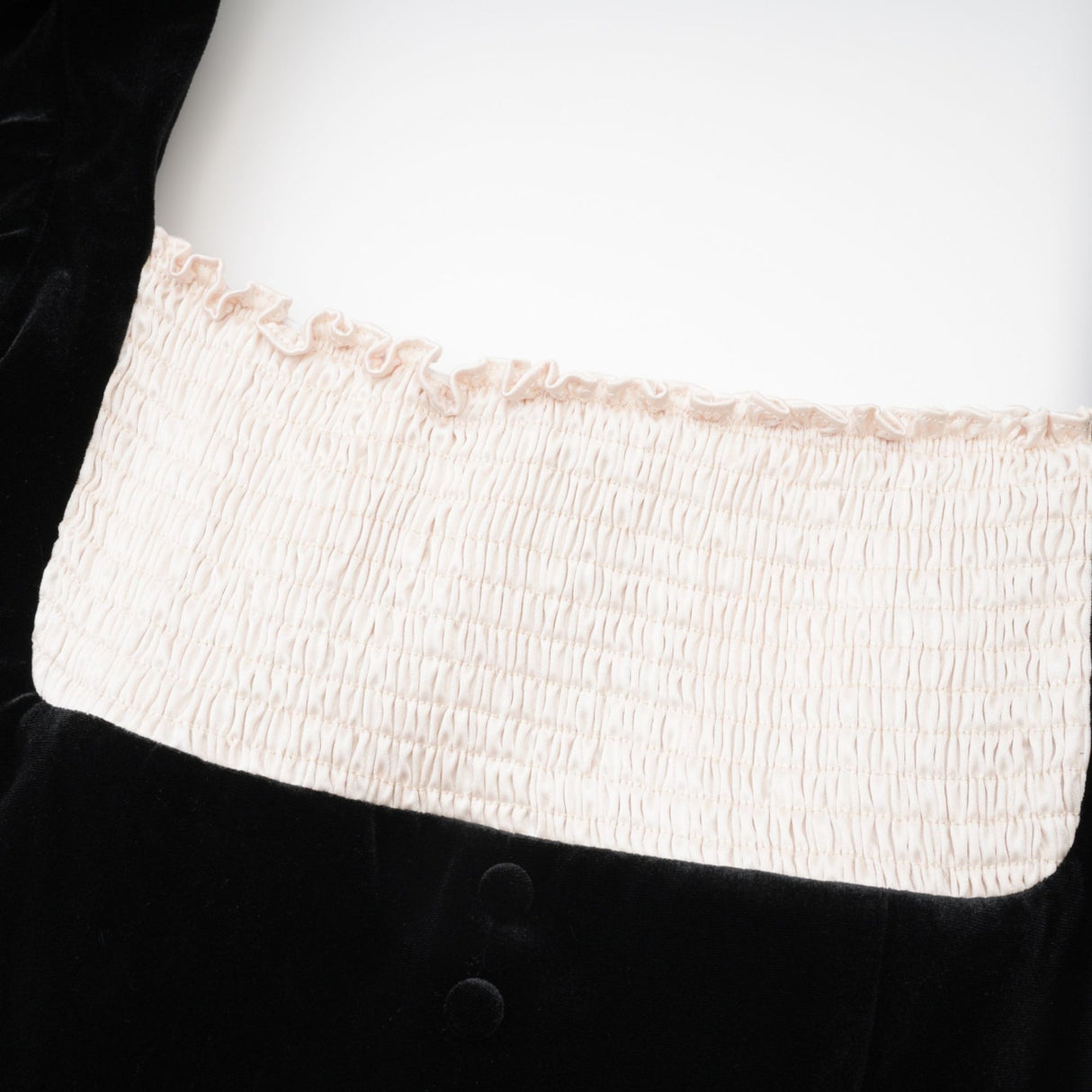 Donatella Long Sleeve Mini Dress - Square Neck - Pleated Design - Front Button Decoration - Rear Zip Fastening