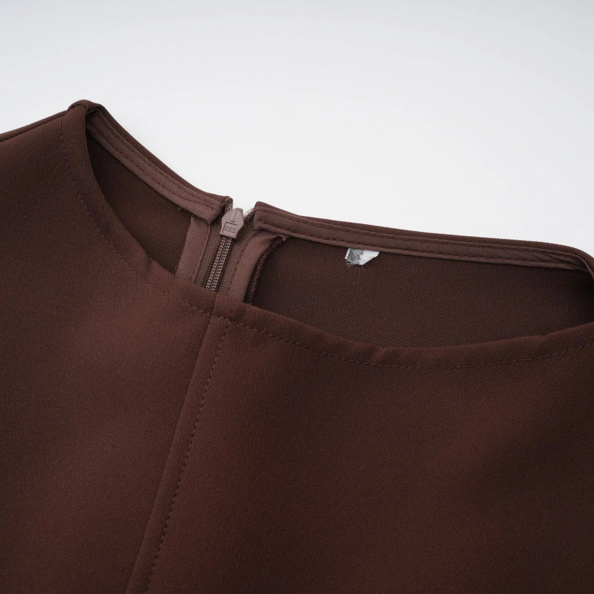 Donatella Midi Dress Brown Twill Asymmetrical Full Skirt Silver - tone Hardware