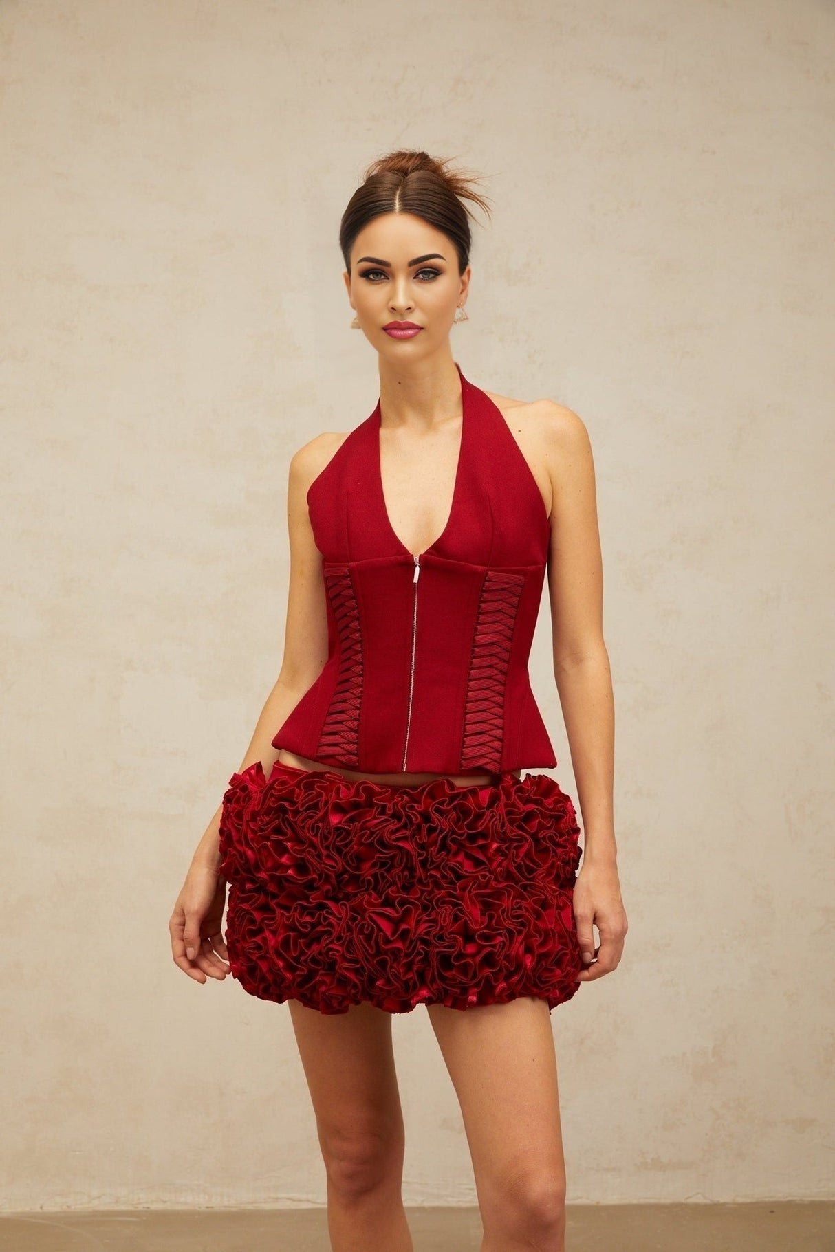 Dorotea Lace - up Top - Halterneck - Sleeveless - Open back - Bodycon design