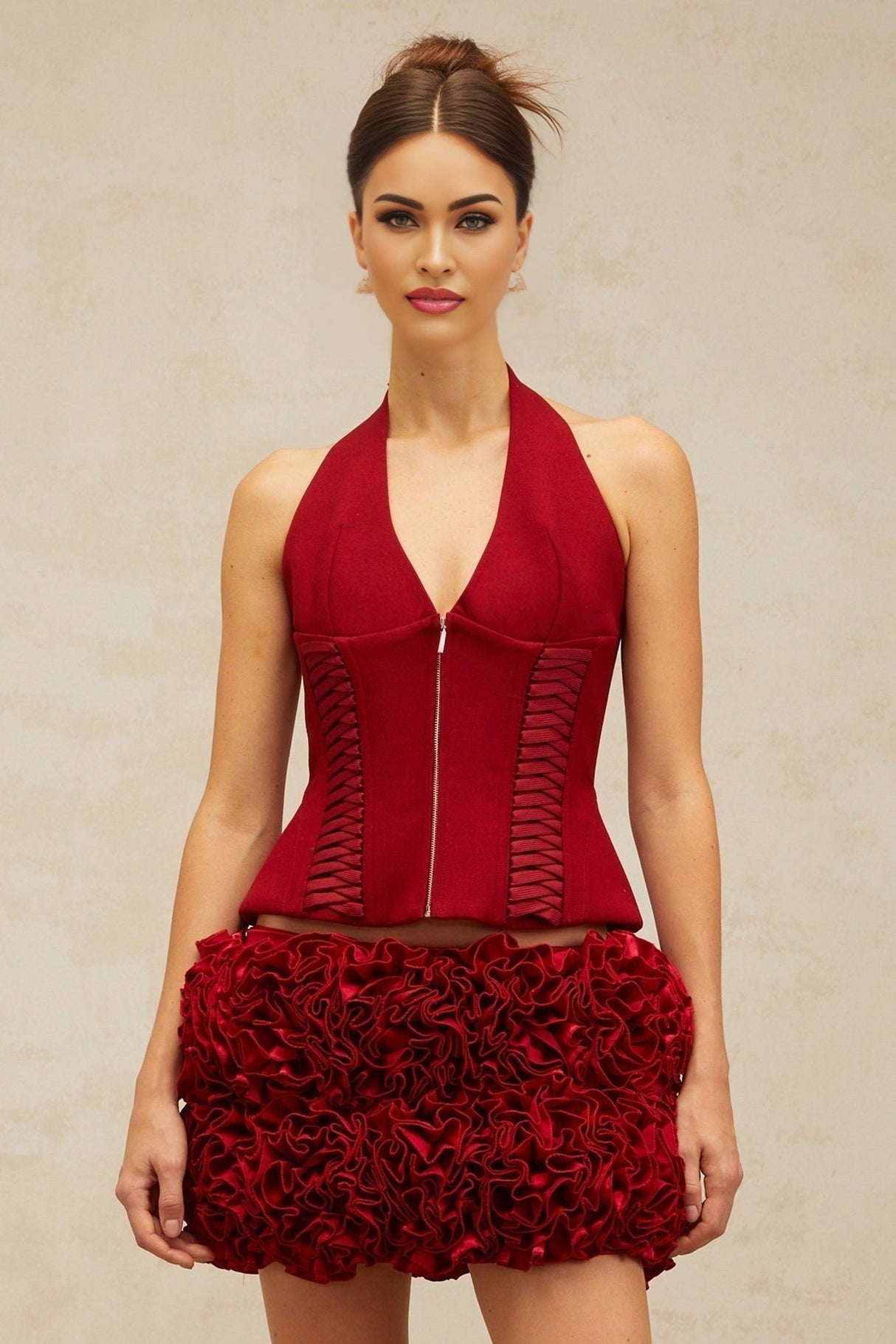 Dorotea Lace - up Top - Halterneck - Sleeveless - Open back - Bodycon design