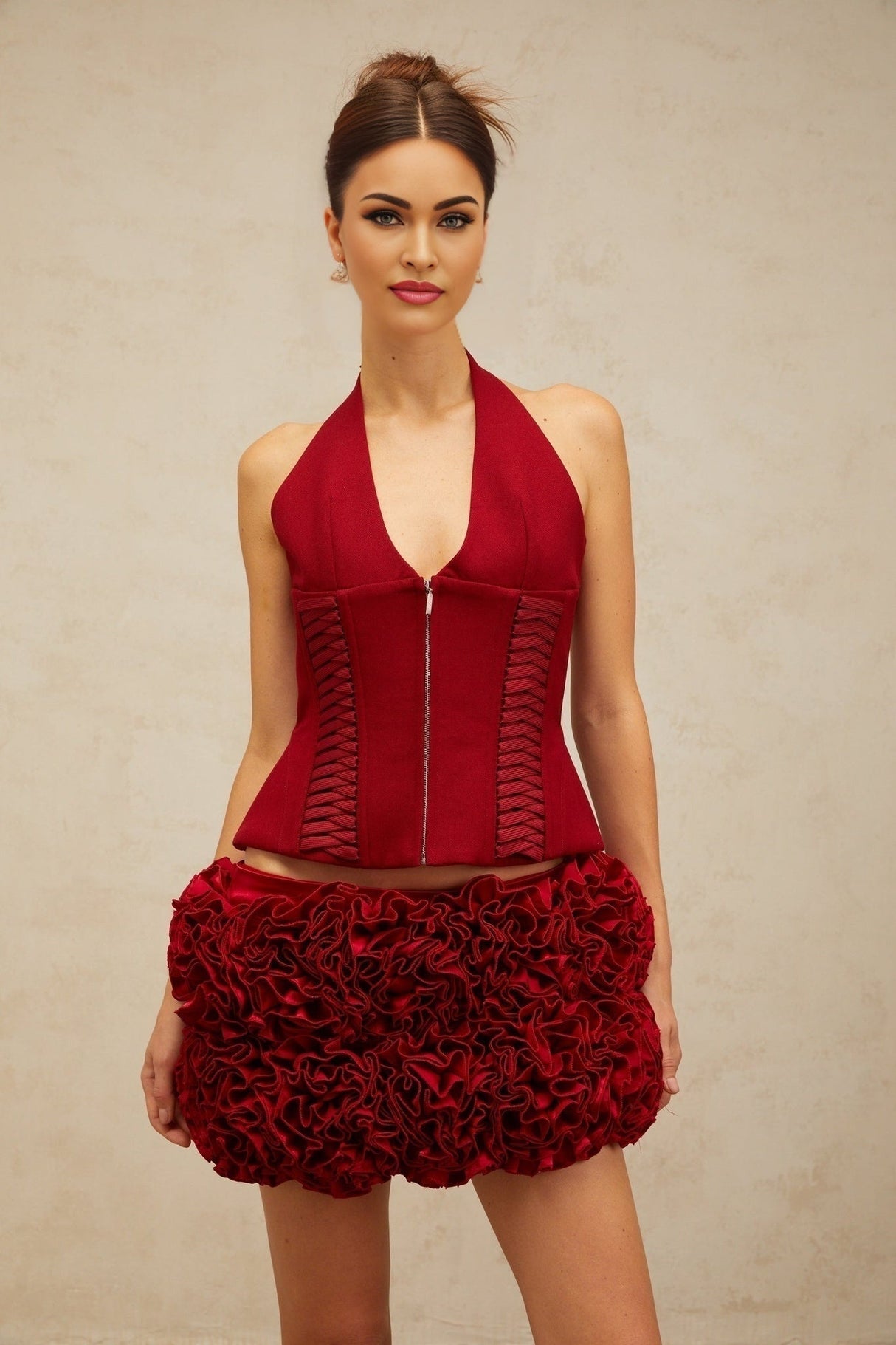 Dorotea Lace - up Top - Halterneck - Sleeveless - Open back - Bodycon design