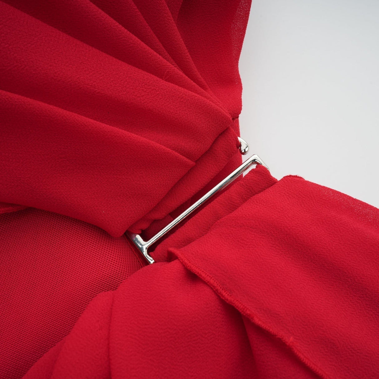 Dorotea Mini Dress - Open Back Design - Shoulder Pads - Asymmetric Style - High Neckline