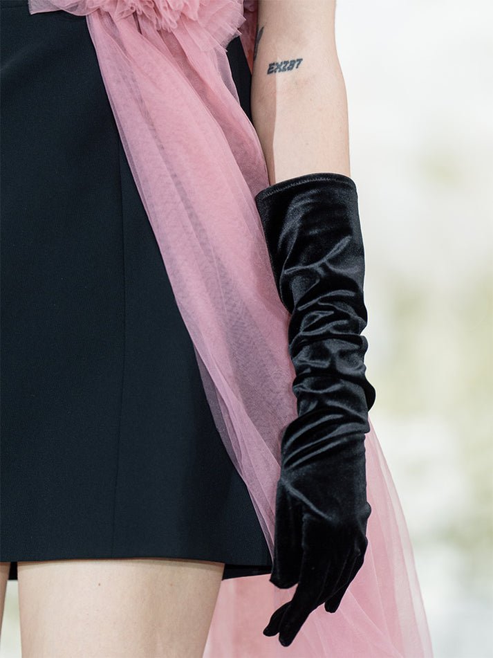 Dress - A - Line Silhouette - Gold Button Details - Pink Tulle Embellishment - Sleeveless Elegance