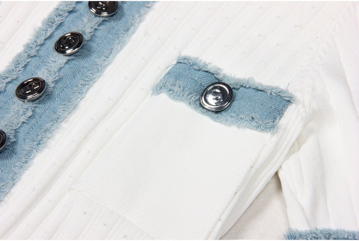 Dress - Maxi Length A - Line Silhouette - Ribbed Texture - Form - Fitting - Button - Down Front