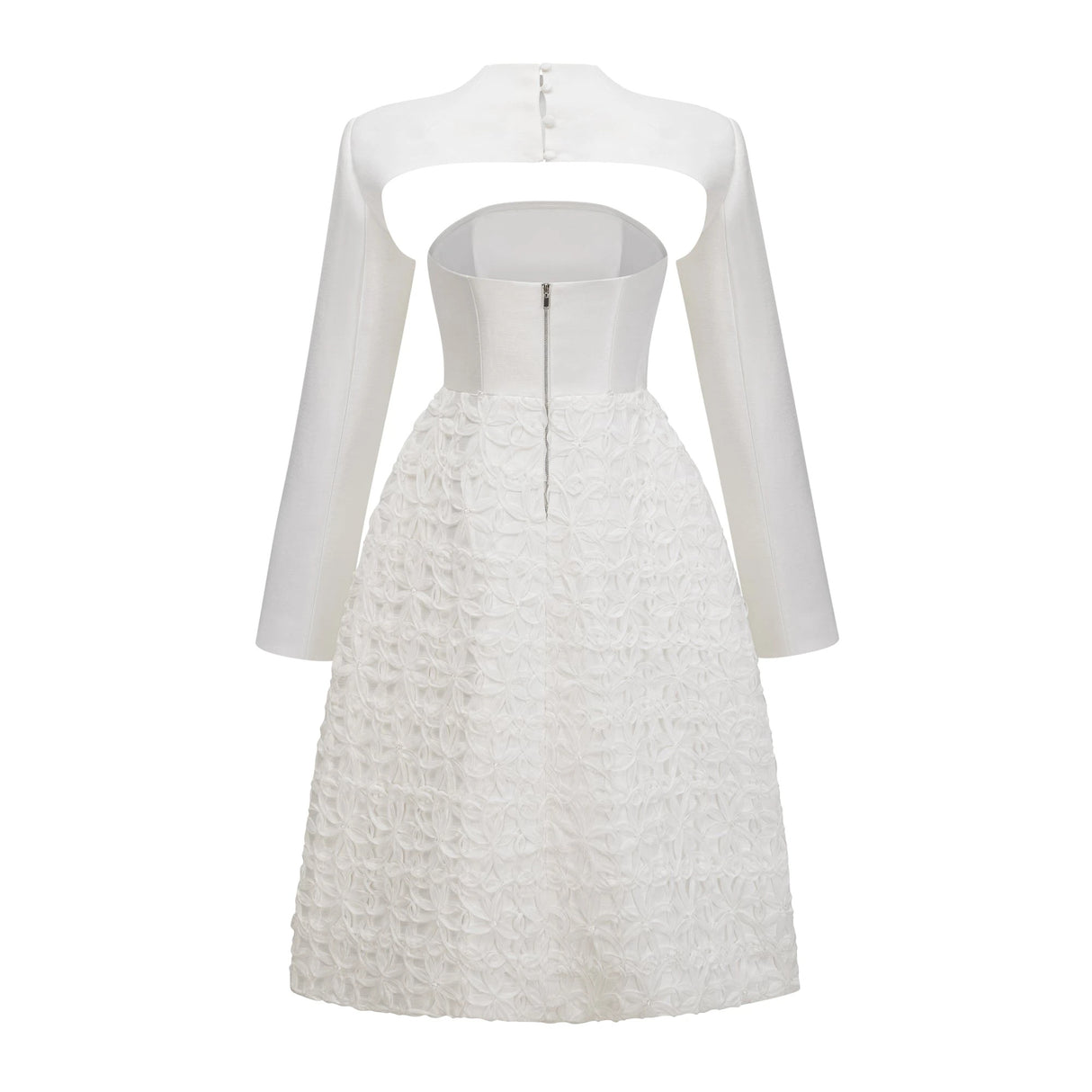 Dulcie White Floral Jacquard Shawl Dress Set