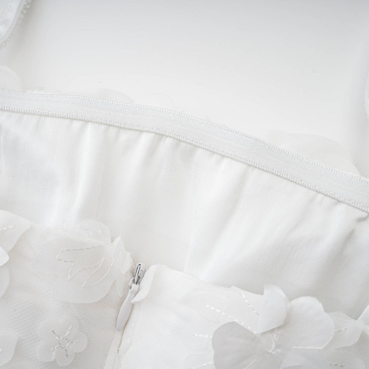 Dylan Off the Shoulder - Sleeveless - Layered Design - Detachable Straps - Faux Flower - Rear Zip Fastening