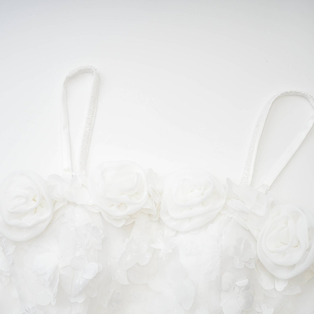 Dylan Off the Shoulder - Sleeveless - Layered Design - Detachable Straps - Faux Flower - Rear Zip Fastening