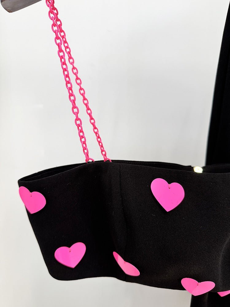 Dylan Top & Pants Set – Cropped Heart Pattern Top – Flared Relaxed Fit Pants – Braided Straps – Bold Contrast Design