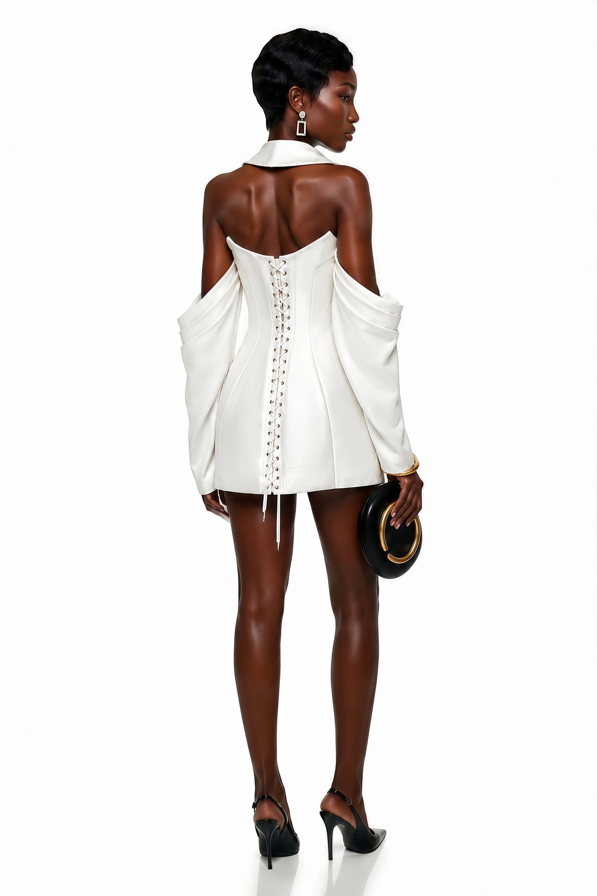 Echidna White Halterneck DoubleBreasted Mini Dress
