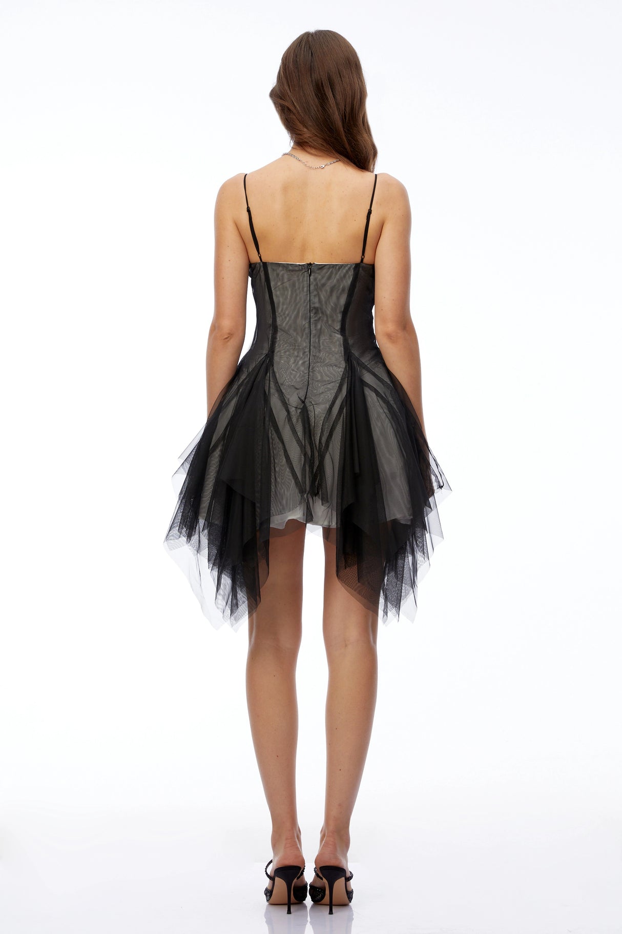 Echo Black Sweetheart Ruffled Mini Dress