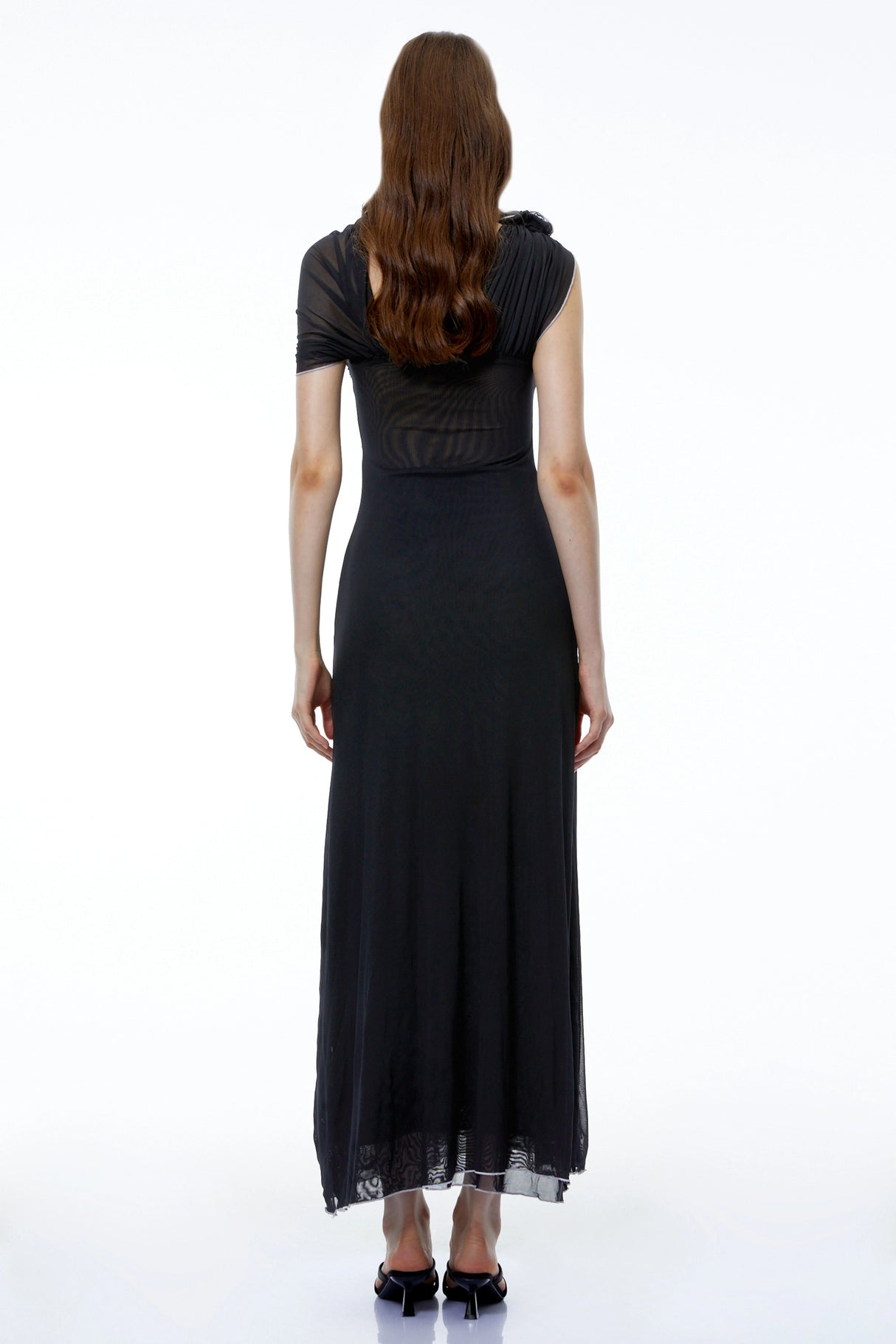 Eden Black One Shoulder Asymmetrical Maxi Dress