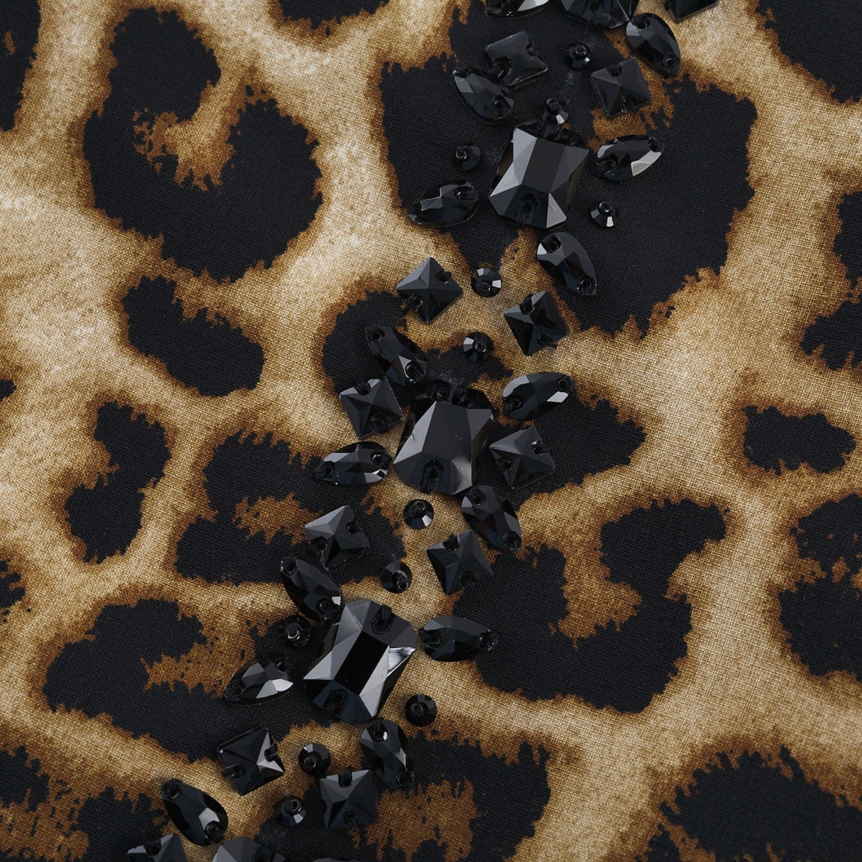 Eden Skirt & Top Set - Crystal Embellished Halterneck Top - Leopard Cropped Top - Irregular Hem Culotte Skirt