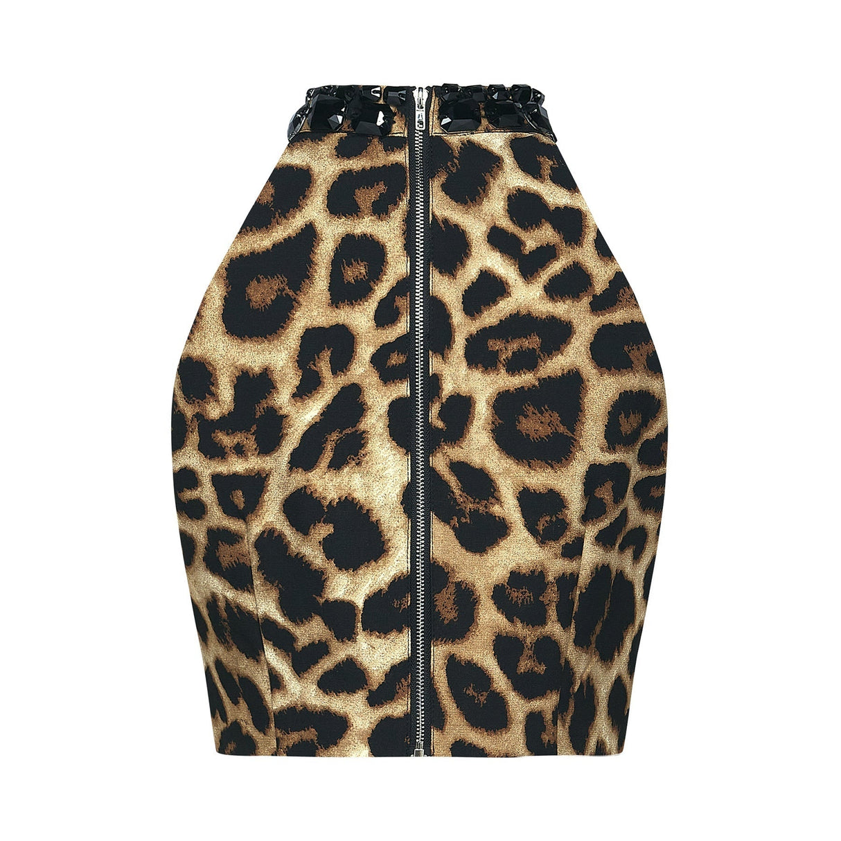 Eden Skirt & Top Set - Crystal Embellished Halterneck Top - Leopard Cropped Top - Irregular Hem Culotte Skirt