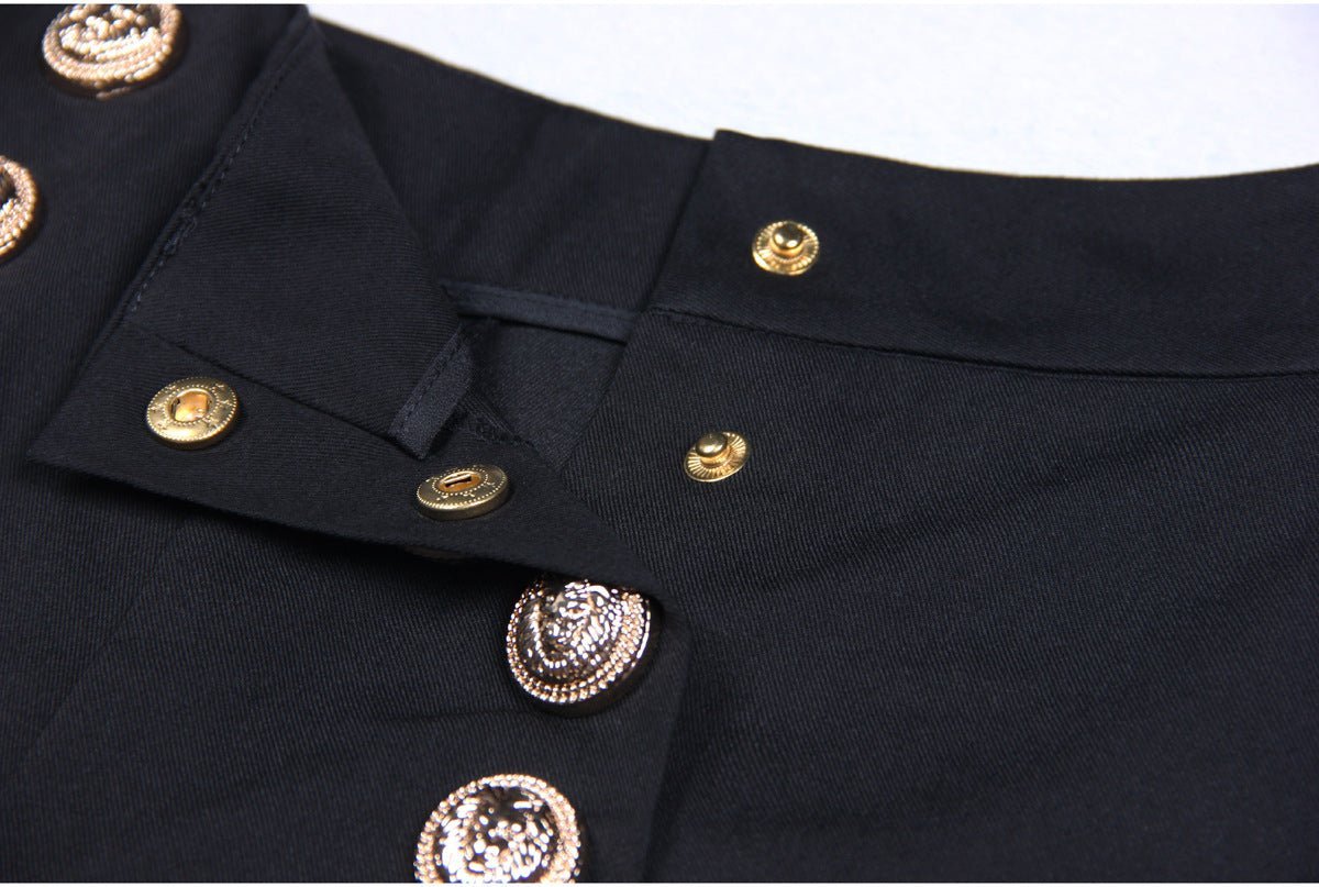 Eden Trousers – High - Waisted Wide - Leg Fit – Decorative Front Buttons – Tailored Relaxed Silhouette – Ideal for Formal Looks