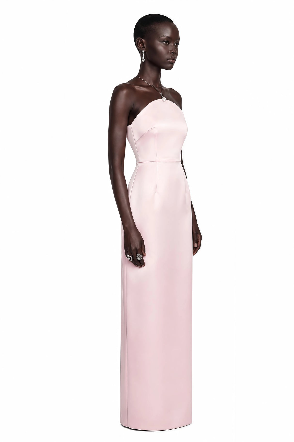 Efsun Pink Off Shoulder Satin Maxi Dress
