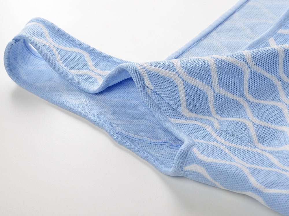 Egle Dress - Flared A - Line Silhouette - Wavy Pattern - Square Neckline - Lightweight Breathable Fabric - Retro - Inspired Trendy Design