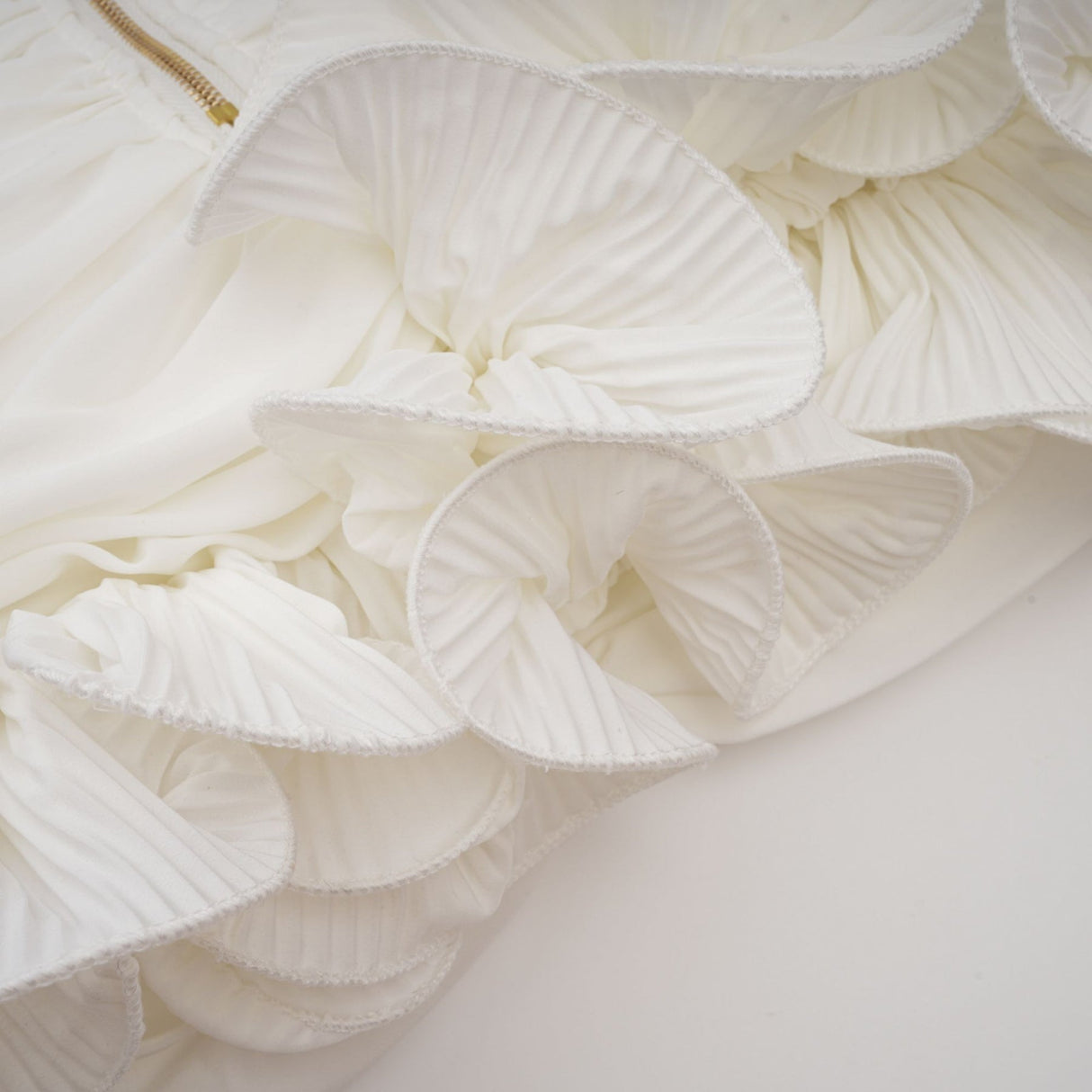 Egle Mini Dress - Ruffled and Ruched Detailing - High - waisted - Asymmetric Design