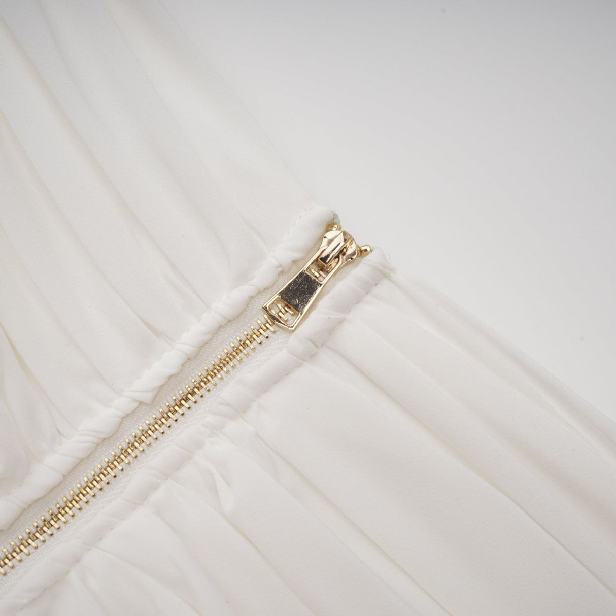 Egle Mini Dress - Ruffled and Ruched Detailing - High - waisted - Asymmetric Design