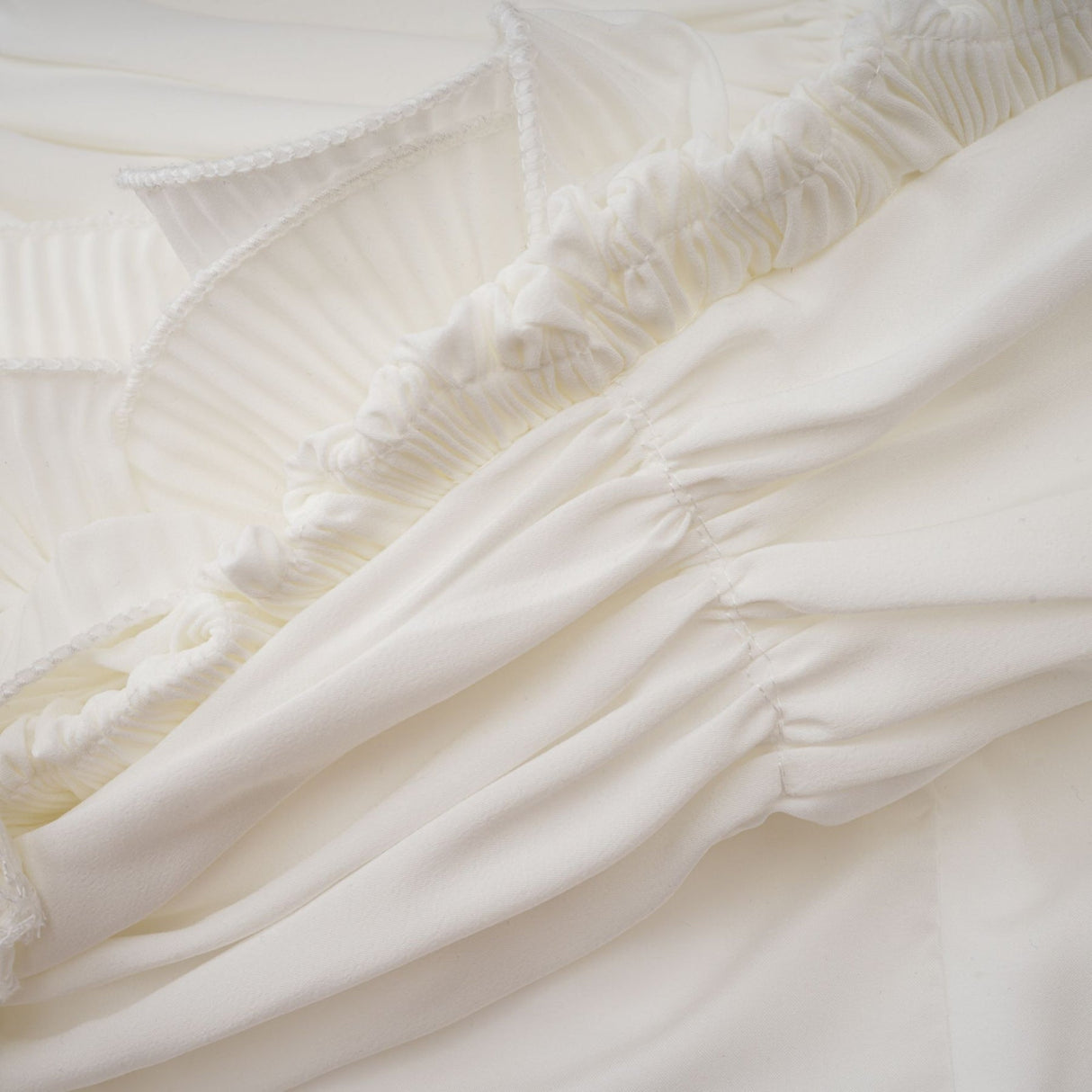 Egle Mini Dress - Ruffled and Ruched Detailing - High - waisted - Asymmetric Design