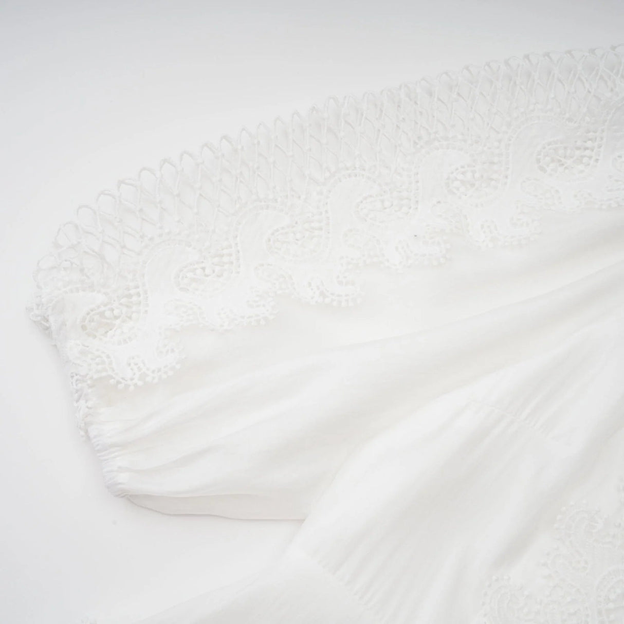 Elaina Midi Dress White Lace - Trim Panelled & Belted