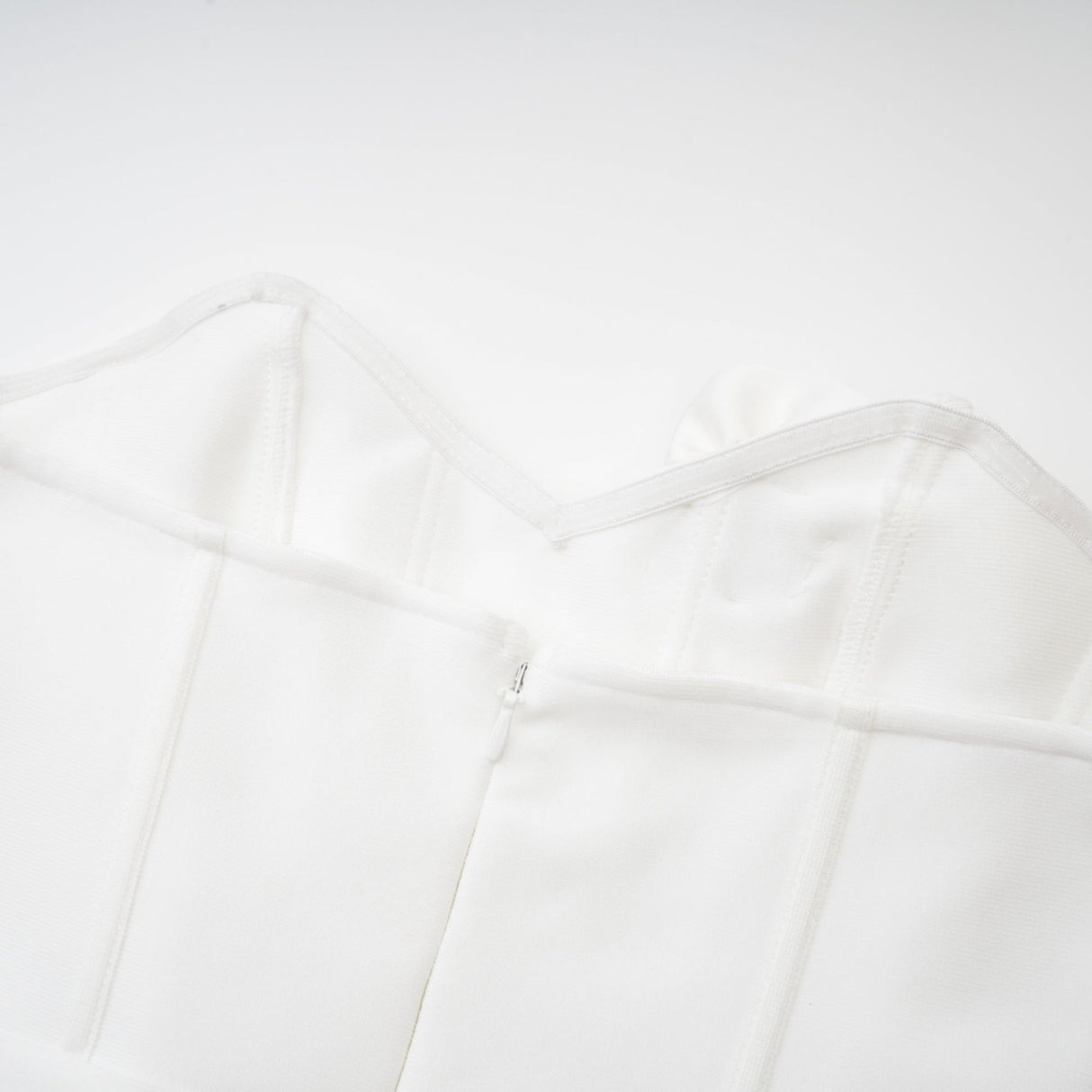 Elda Floral Midi Dress - Off - Shoulder Corset Style - Faux - Flower Accents - Rear Zip Fastening & Slit