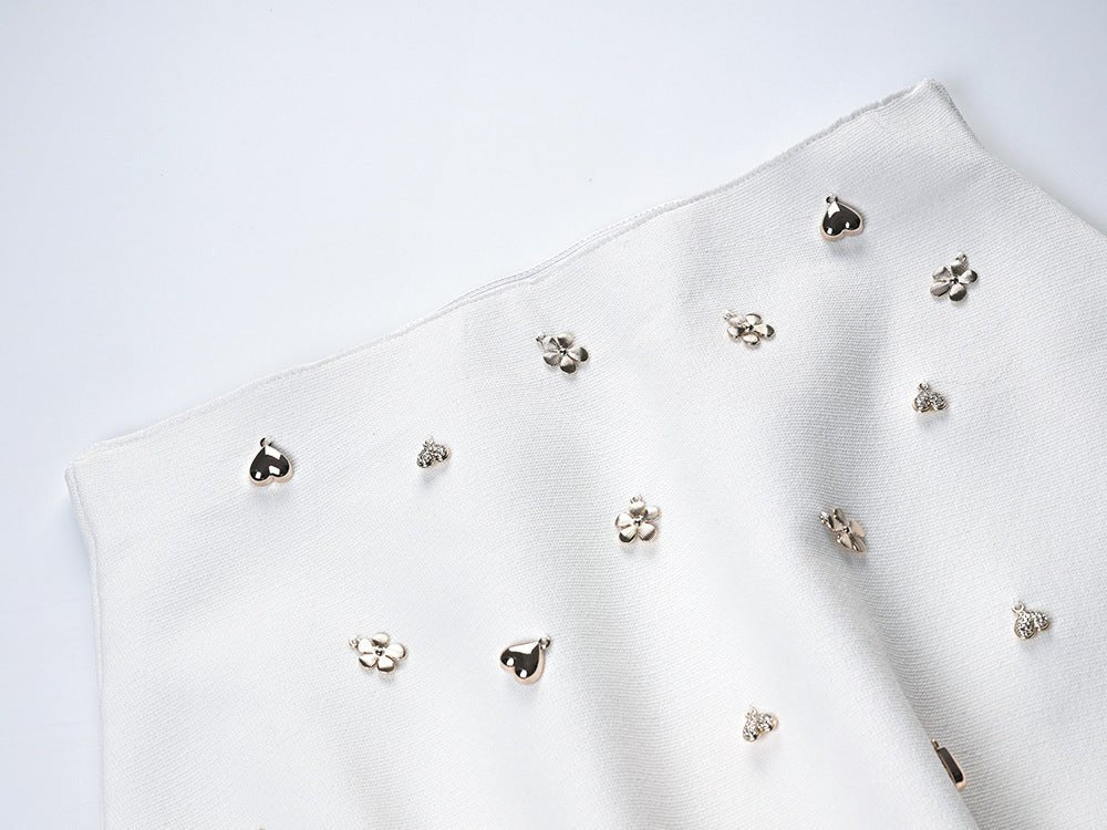 Elda Top & Skirt Set - Cropped Top With Floral Motifs - Relaxed Fit - Soft Knitted Fabric - Ruffle Hem Detail